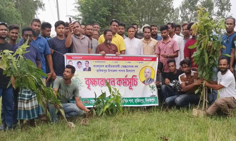হিলিতে স্বেচ্ছাসেবক দলের বৃক্ষরোপণ